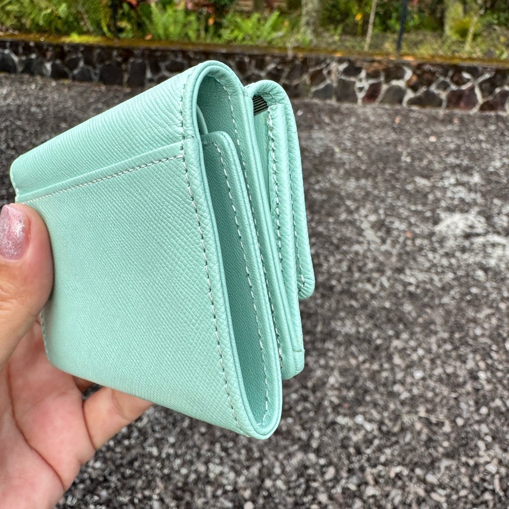 Lanvin en Bleu Mint Leather Compact Wallet w/Box Japan Exclusive Tags & Cards - Picture 5 of 11
